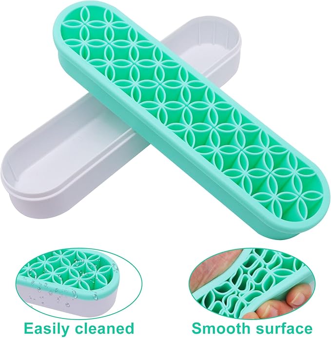 1Pcs Makeup Brushes Holder Silicone Make Up Brush Holder Stand Makeup Vanity Brush Holders for Painting Pen Brushes Nail Clippers Drill Pens Ruler Sewing Craft Tools (Green)