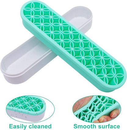 1Pcs Makeup Brushes Holder Silicone Make Up Brush Holder Stand Makeup Vanity Brush Holders for Painting Pen Brushes Nail Clippers Drill Pens Ruler Sewing Craft Tools (Green)