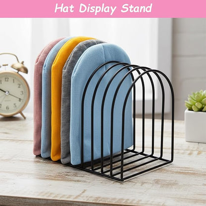 2 Pcs Heavy Duty Metal Beanie Holder Organizer, Knitted Hat Storage Display Rack Stand for Winter Cap, Home Entryway Tabletop Bedroom Closet Dresser Office, Black