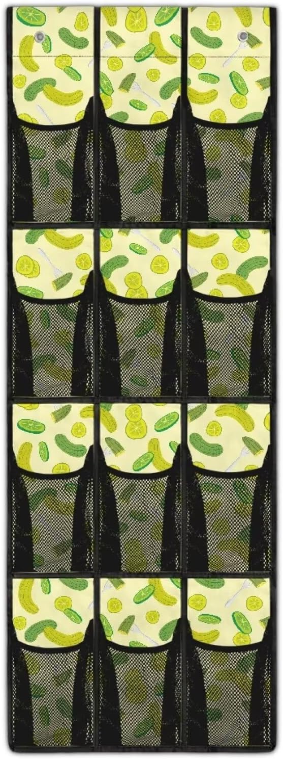 Cucumber Over the Door Shoe Organizer,Behind Door Shoes Hang Holder Rack,Hanging Shoe Storage Hanging Bag Unique Print