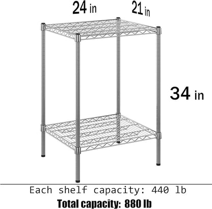 21" Deep x 24" Wide x 34" Height Wire Shelving Kit | 2-Tier | NSF Commercial Storage Rack Unit