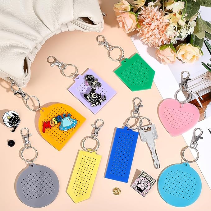 BENECREAT 8Sets Acrylic Pin Display Keychain, Acrylic Brooch Display Trays with Brass Jump Rings & Alloy Clasps for DIY Brooch Badge Holder and Enamel Pin Organizer, Bookmark Style