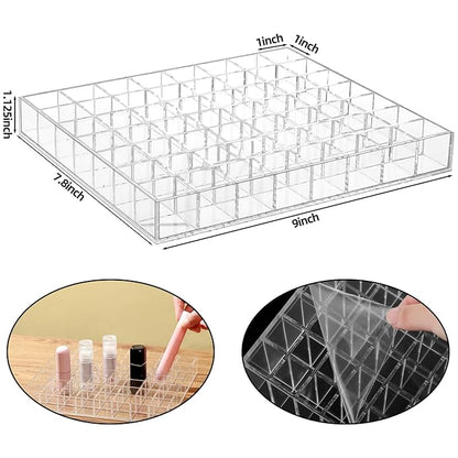 Mumufy Lipstick Holder Clear Acrylic Organizer Makeup Lip Gloss Organizer Plastic Cosmetic Display Case for Lipstick Brushes Bottles Perfume Essential Drawer Vanity Bathroom (72 Slot)