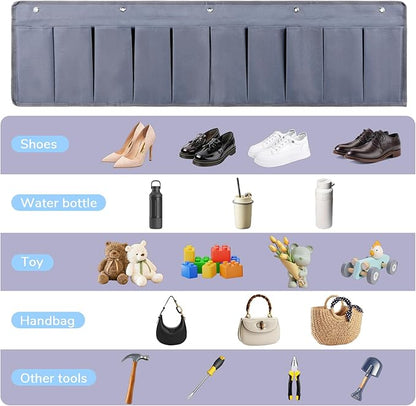 SHENLIU 2 Pcs RV Shoe Pockets 10 Pockets Heavy Hanging Bedside Pocket Shoe Storage Organizer with Sturdy Hooks Storage Pocket Hangs on Bed for Shoes Bottle Toiletry and Tool Accessories