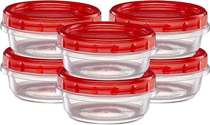 ELEGANT DISPOSABLES (8 Ounce 20 Pack) Twist cap Containers Clear Bottom With Red Top Screw on Lids Twist Top Food Storage Freezer Containers