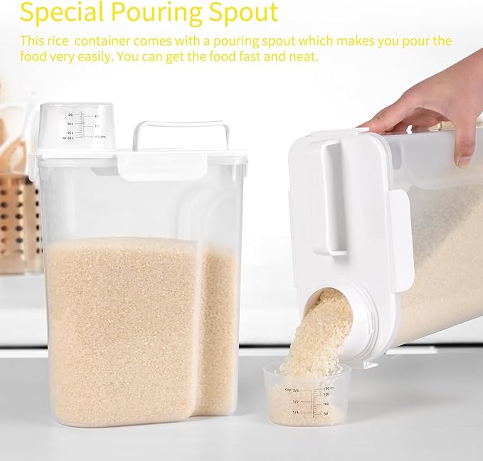 FrutPunch Rice Container,Rice Storage Container,5L,5.2Qt Tcereal Storage Container,Suitable for Home Kitchen Rice, Soybean Food Storage,Pet Food Storage Containers (5, Liters)