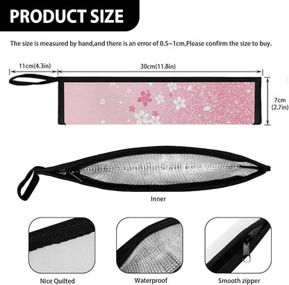 COEQINE Pink Silverware Organizer Reusable Cherry Blossom Bling Pattern Fork Spoon Knife Organizer For Restaurant Travel Picnic Leafproof Fabric For Travel Accessories Lightweight
