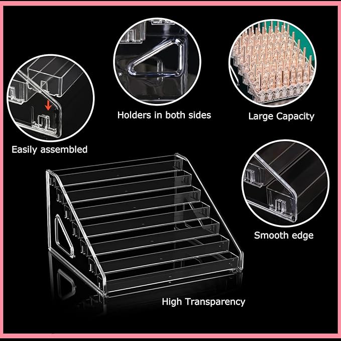 7-Tier Nail Polish Organizer Rack, 2 Pack Storage Holder Stand for Sunglass Organizer, Greeting Card, Postcard Storage Shelf