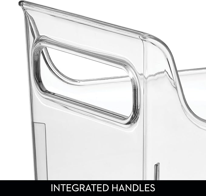 iDesign Condiment Organizer for Fridge - Plastic Fridge Organizer Bins with Handles, Set of 2, Clear
