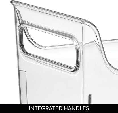 iDesign Condiment Organizer for Fridge - Plastic Fridge Organizer Bins with Handles, Set of 2, Clear
