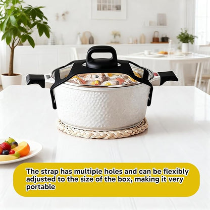 3 Pcs Crockpot Lid Holder Set, 1 Lid Strap and 2 Spill-Proof Rack Holders, Universal Fit for 6/7/8 Quart, Heat-Resistant, Secure Pot Lid Accessories for Kitchen Cooking