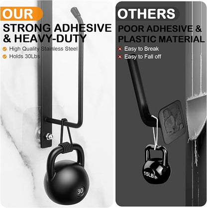 Hat Rack for Baseball Caps (2-Pack), Stainless Steel Hat Organizer for Baseball Caps, Multi-Purpose Hooks for Wall, Strong Adhesive/Wall Drilled (Black)