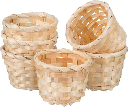 Amosfun Hand Woven Storage Basket Set of 6 Mini Desktop Organizer 3X3X2.36 Inch for Home Office Sundries Storage and Craft Supplies