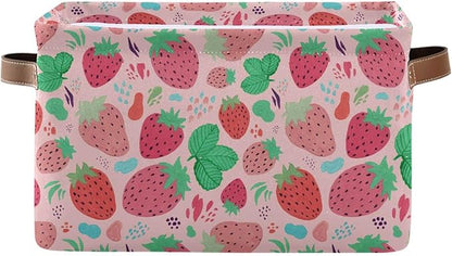 Strawberry Rectangular Storage Basket Organizer Bin Shelf Baskets For Clothes Gifts For Home Office Dorm
