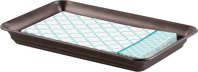 iDesign Metal Vanity Tray, Non-Slip Guest Towel Board for Cosmetics,Makeup,Jewelry,Keys,Bathroom,Kitchen,Office,Craft Room,Countertops,Closets Storage Organization, 6.5" x 10" x 1", Clear and Bronze