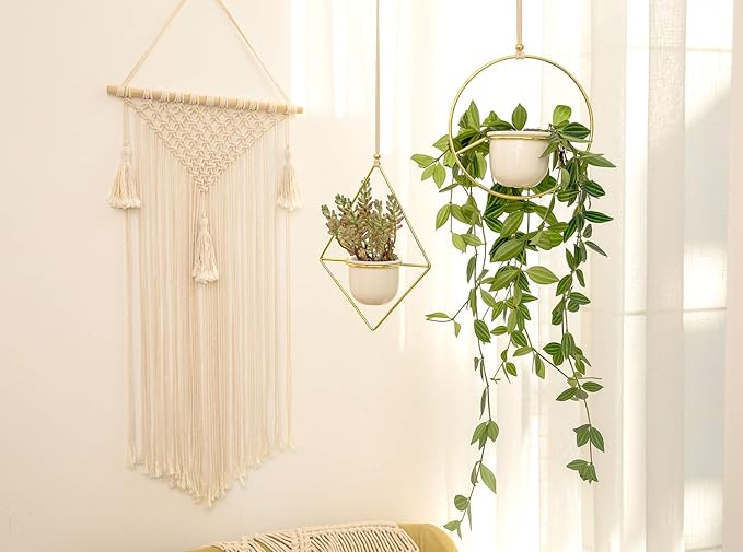 Mkono Macrame Hair Bow Holder Hanging Hair Clips Hanger Headband Storage Organizer Fringe Boho Wall Decor Tassels Bow Organizer for Baby Girls Room Ornament Gift,Ivory(Clips Not Included)