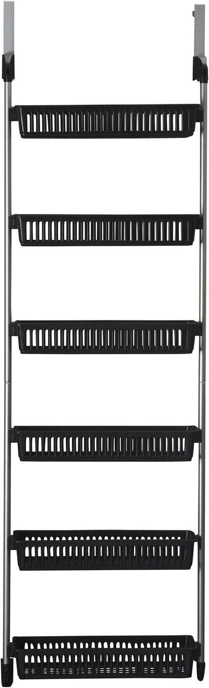 Household Essentials Black Iron & Plastic Overdoor Organizer with Six Baskets