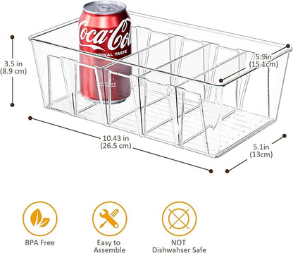 Puricon Drink Organizer for Fridge Pusher Glide Bundle with 2 Pack Pantry Organization and Storage Bins for Kitchen