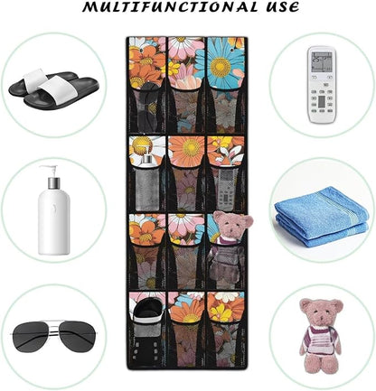 Hippie Flowers Heavy Duty 12-Pocket Organizer, Space Saving Double-Stitched Seams, Garage & Workshop Storage Solution