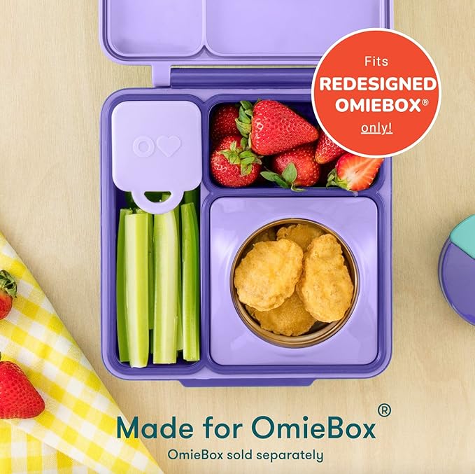 OmieBox (2 Pack) Leakproof Dips Containers to Go, Salad Dressing Container, Condiment Container with Lids - Food Safe Silicone - 4 Ounces (Pink/Purple)