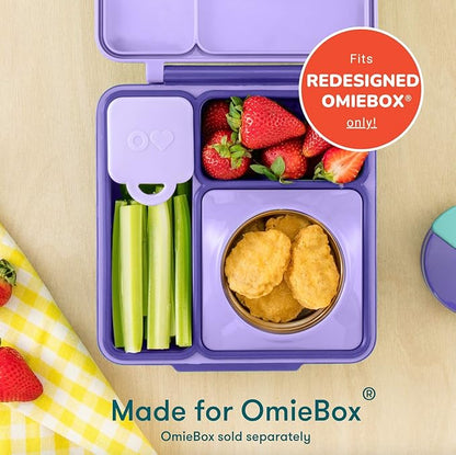 OmieBox (2 Pack) Leakproof Dips Containers to Go, Salad Dressing Container, Condiment Container with Lids - Food Safe Silicone - 4 Ounces (Pink/Purple)