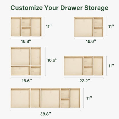 Kootek 16 Pack Drawer Organizer Clothes, Dresser Drawer Organizers for Clothing Fabric Foldable Closet Organizers and Storage Bins for Baby Clothes, Nursery, Underwear, Bras, Socks