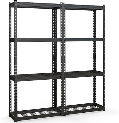 Goplus 4-Tier Metal Shelving Unit, 2 Pack Heavy Duty Wire Storage Rack with Anti-Slip Foot Pads, Height Adjustable Shelves for Warehouse, Kitchen, Living Room, Garage, 12" D x 27.5" W x 60" H