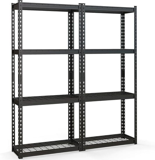 Goplus 4-Tier Metal Shelving Unit, 2 Pack Heavy Duty Wire Storage Rack with Anti-Slip Foot Pads, Height Adjustable Shelves for Warehouse, Kitchen, Living Room, Garage, 12" D x 27.5" W x 60" H