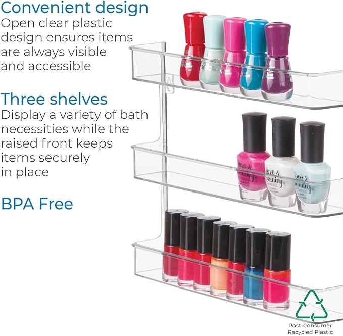 iDesign Hanging Nail Polish & Cosmetics Organizer, The Clarity Collection – 8.78" x 2.02" x 11.07", Clear