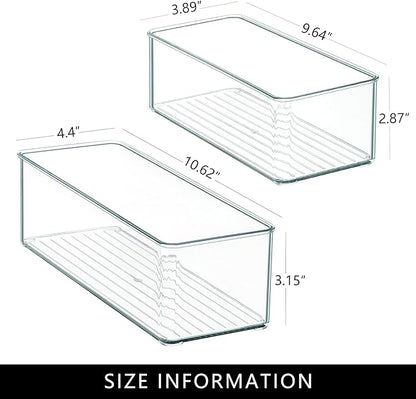 Qilinba 8 PACK Drawer Organizer Bins Bathroom Deep Drawer Silverware Organizers Clear Stackable Storage Bins for Vanity, Pantry, Office, Cabinet, Kitchen Counter Organization and Storage