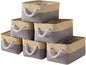 Fabric Storage Baskets for Organizing(6 Pack) Small Baskets for Shelves,storage, Laundry, Nursery, Closets, Decorative Baskets for Gifts Empty (Grey & gold, 11.8” x 7.8” x 5.1”)