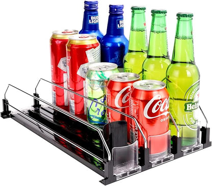Rolling Soda Can Organizer and Automatic Soda Can Organizer for Refrigerator for Beer Soda Seltzer Drink Pop Cans Holder Storage Pantry Organization