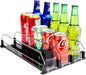 Drink Dispenser for Refrigerator, Self-Pushing Soda Can Organizer for Fridge, 3 Rows has been Assembled, Automatic Can Organizer with Spring Loaded for Refrigerator Holds 15 cans, Black
