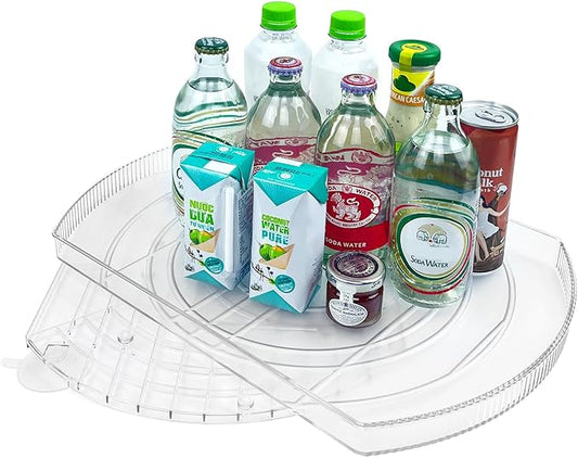 Incostar 360° Rotating Lazy Susan Turntable - Multifunctional Rectangular Organizer 16.5" x 11.1" for Refrigerator, Cabinet, Pantry, and Kitchen Countertop (1 Pack)