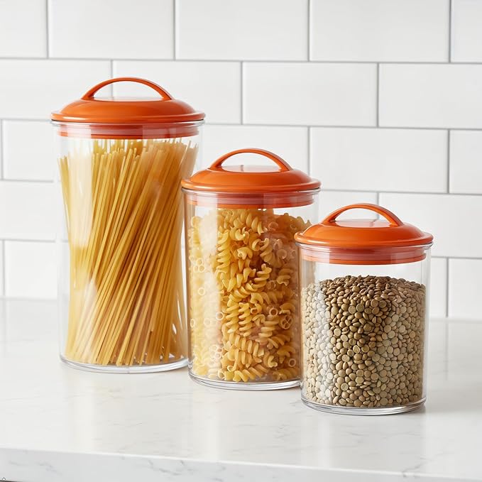 Calypso Basics by Reston Lloyd Acrylic Storage Canisters, Set of 3, Orange
