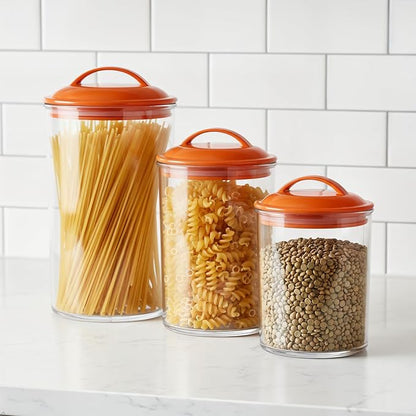 Calypso Basics by Reston Lloyd Acrylic Storage Canisters, Set of 3, Orange