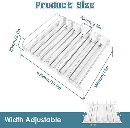 Drink Organizer for Fridge, 18.9x15.0x3.1in Soda Can Dispenser for Refrigerator, 6 Rows Adjustable Automatic Pusher Glide Drink Dispenser for Beer Beverages (White)