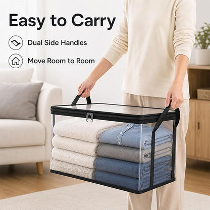 Large Clear Thick Plastic Storage Box with Hinged Lid, Moving & Storage, Large Clear Thick Plastic Storage Box with Hinged Lid, Perfect for Home, Camping, Travel (4, Small, Gray)
