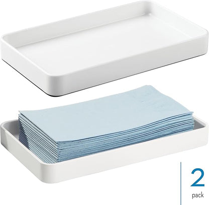 iDesign Steel Vanity Tray for Bathroom Organization and Storage - Set of 2 - White