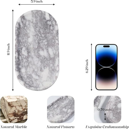 Koville Real Luxurious Marble Vanity Tray, 12"x6" Calacatta Viola Marble Catchall Tray for Bathroom, Natural Stone Perfume Trays Jewelry Dish for Dresser, Genuine Stone Storage Tray for Home Decor