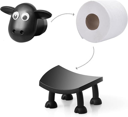 VELENTI Sheep Toilet Roll Holder - Funny Toilet Paper Holder Free Standing Bathroom Set - 3D Printed Black Sheep Loo Roll Holder - Hilarious Tissue Paper Roll Storage - Cute Bathroom Decor - Set of 1
