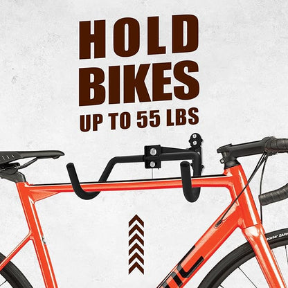 Qualward Bike Wall Mount Hanger, Garage Bike Rack for Indoor Bicycle Storage in Garage Home, Horizontal Bike Holder for Road Bikes, Mountain Bikes, Hybrid Bikes