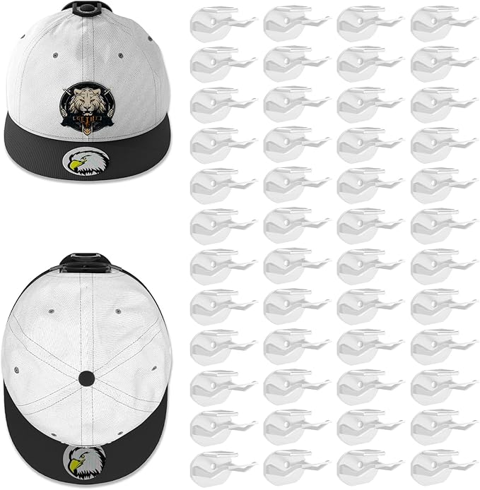 Niunuerga 48 Pack Adhesive Hat Hooks for Wall, Super Strong Hat Rack for Baseball Caps, Hat Organizer Display for Home Decor, Hat Hangers Holder for Wall, Door, Closet, No Drilling (White)