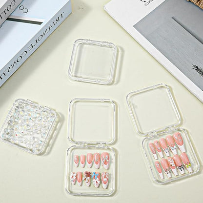 8 Pcs Press on Nail Storage, Clear Acrylic Press on Nail Boxes, Nail Container with 30 Pcs Double-Sided Tape for Fake Nail Display and Salon Supplies