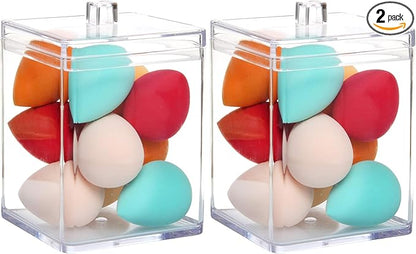 Youngever Clear Plastic Apothecary Jar, Square Shape (30 Ounce) (Pack of 2)