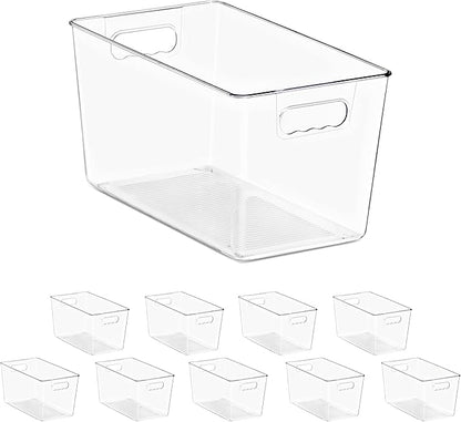 Sorbus Clear Storage Bins, 10 Pack X-Large Organization Bins with Handles – Clear Storage Containers for Storage, Pantry, Fridge, Cabinet, Closet & Kitchen Organization – BPA-Free Plastic