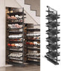 Pull-Out Shoe Rack Organizer for Closet Shoe Cabinet,Adjustable Height Retractable Metal Stackable Shoe Rack, Vertical Shelf Organizer for Small Bedroom Closet, Space Saving Storage, Black(75cm,13 Tie