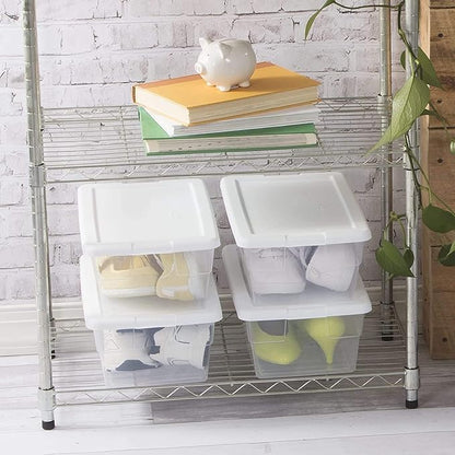 Sterilite 16428012 6 Quart/5.7 Liter Storage Box, White Lid with Clear Base (Pack of 8)