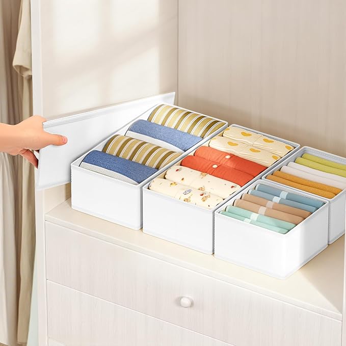 DIMJ Drawer Organizer Clothes Storage - 18 Pack Baby Dresser Organizer for Nursery, Foldable Drawer Dividers for Bedroom Closet Organization, Fabric Storage Bins for Socks, Underwears, Bras