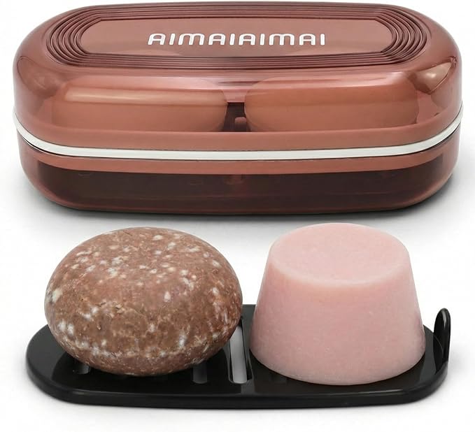 AIMAIAIMAI Shampoo Bar Holder Travel Case for Two Bars – Compatible with Kitsch Solid Shampoo & Conditioner Bars, Large Soap Container for Bathroom or Travel (1 Pack, Red Style A-Large)